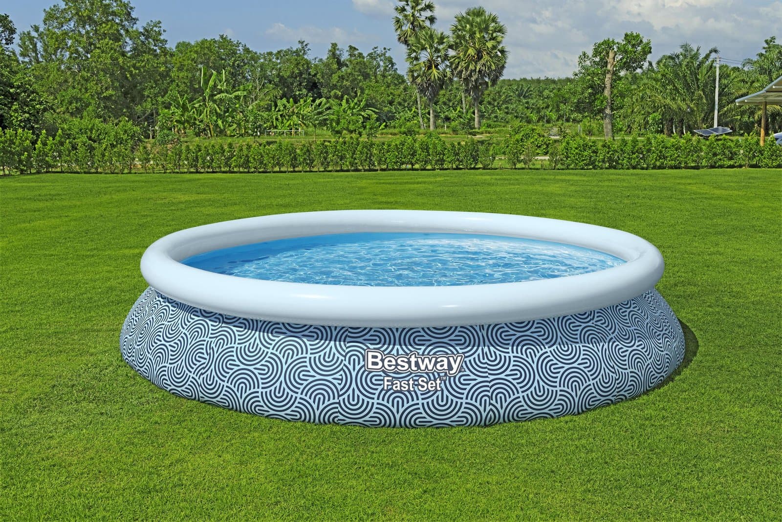 Надуваем басейн 4.57m x 84cm Bestway Fast Set