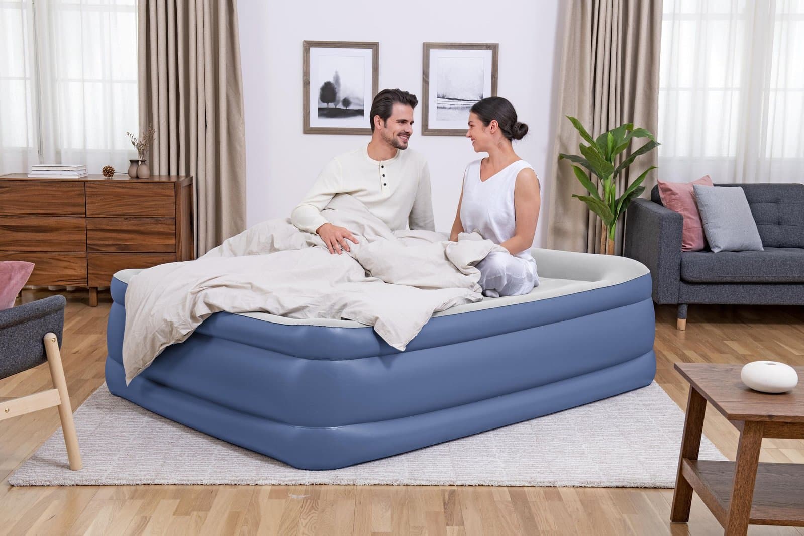 надуваем двоен матрак с вградена електрическа помпа 2.03m x 1.52m x 56cm Tritech Air Mattress Queen - Image 11