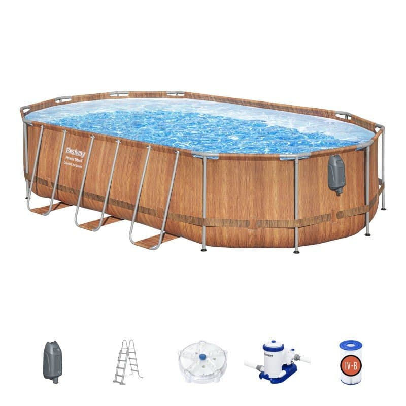Сглобяем басейн Bestway Power Steel Jet 610х366х122см. с имитация на камък