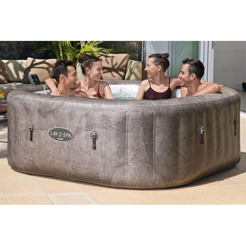 Надуваемо джакузи 1.80m x 1.80m x 71cm Lay-Z-Spa®Rome MaxHold EnergySense UltraFit Smart AirJet 6 Brown Marble Square - Image 10
