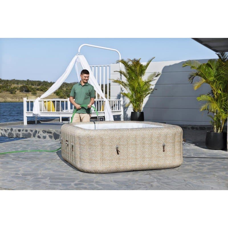 Надуваемо джакузи 2.01m x 2.01m x 71cm Lay-Z-Spa® Rome MaxHold EnergySense UltraFit Smart AirJet 7 Sand Marble Square - Image 12