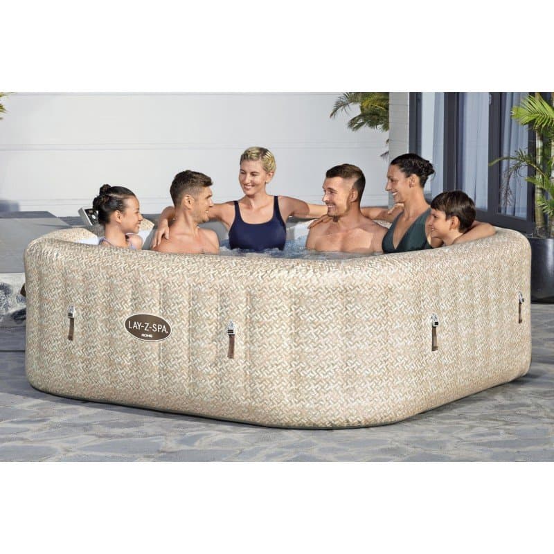 Надуваемо джакузи 2.01m x 2.01m x 71cm Lay-Z-Spa® Rome MaxHold EnergySense UltraFit Smart AirJet 7 Sand Marble Square - Image 13