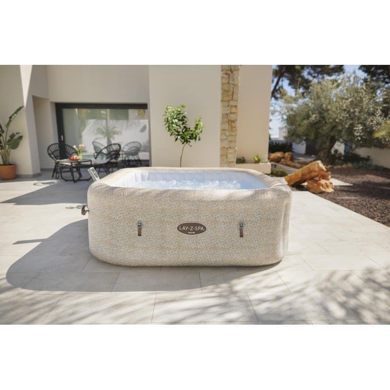Надуваемо джакузи 2.01m x 2.01m x 71cm Lay-Z-Spa® Rome MaxHold EnergySense UltraFit Smart AirJet 7 Sand Marble Square - Image 10